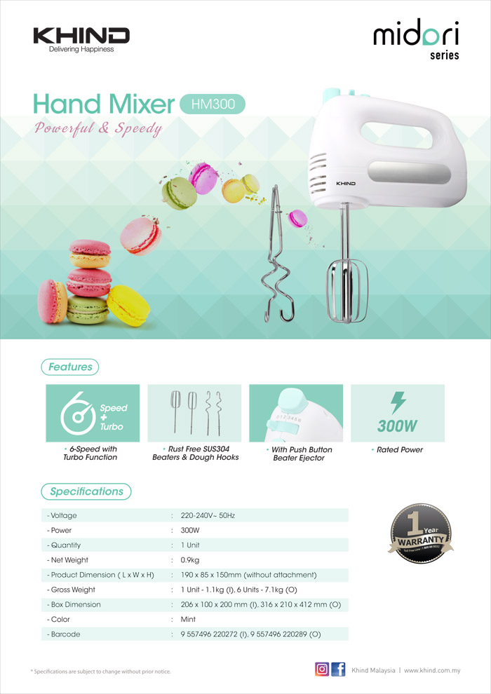 Khind Hand Mixer HM300